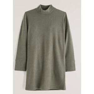 Abercrombie & Fitch Ribbed Mock Neck Sweater Dress Small Green Cozy Quiet Luxury